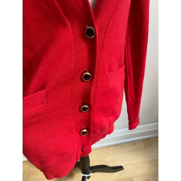 MERYLL Rogge BNWOT womens cashmere draped cutout red cardigan NEW button up - Picture 3 of 9